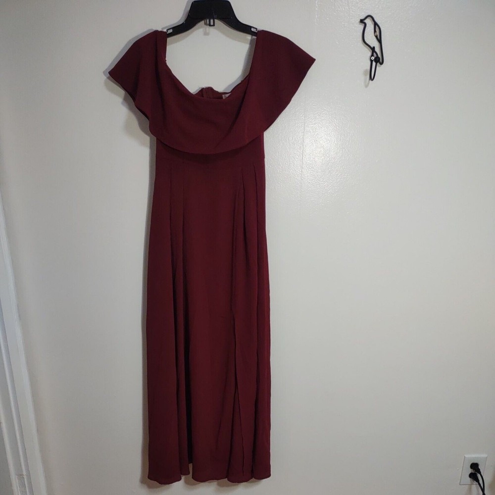 Altar'd State Sz S/M NWOT Burgundy Off Shoulder Maxi Bridesmaid Party Dress